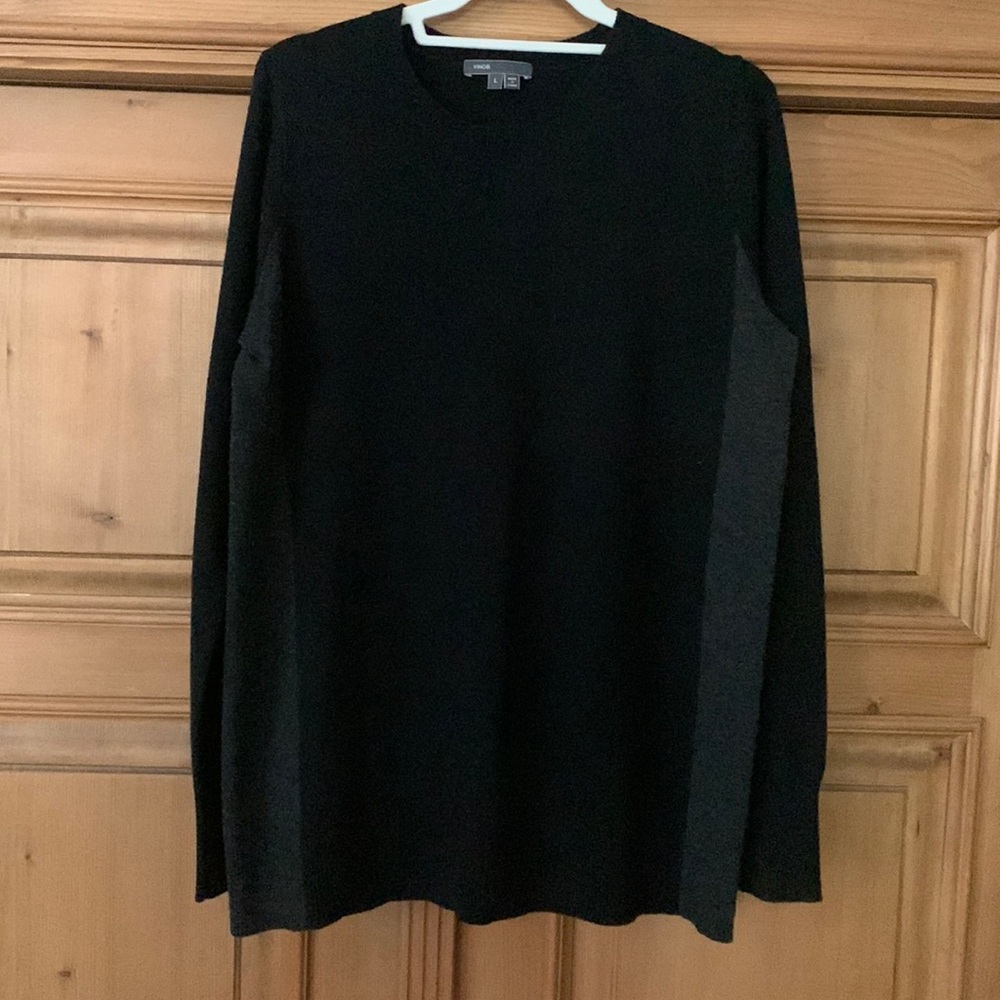 Vince 100% Black Cashmere Long-Sleeve Sweater, Size L